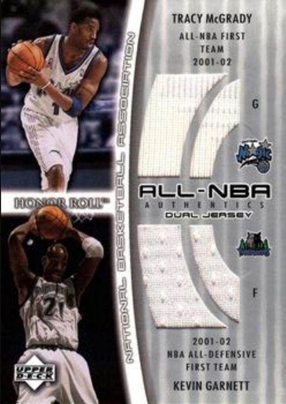 2002 Upper Deck Honor Roll #TM/KG-J All NBA Authentics Dual Jerseys