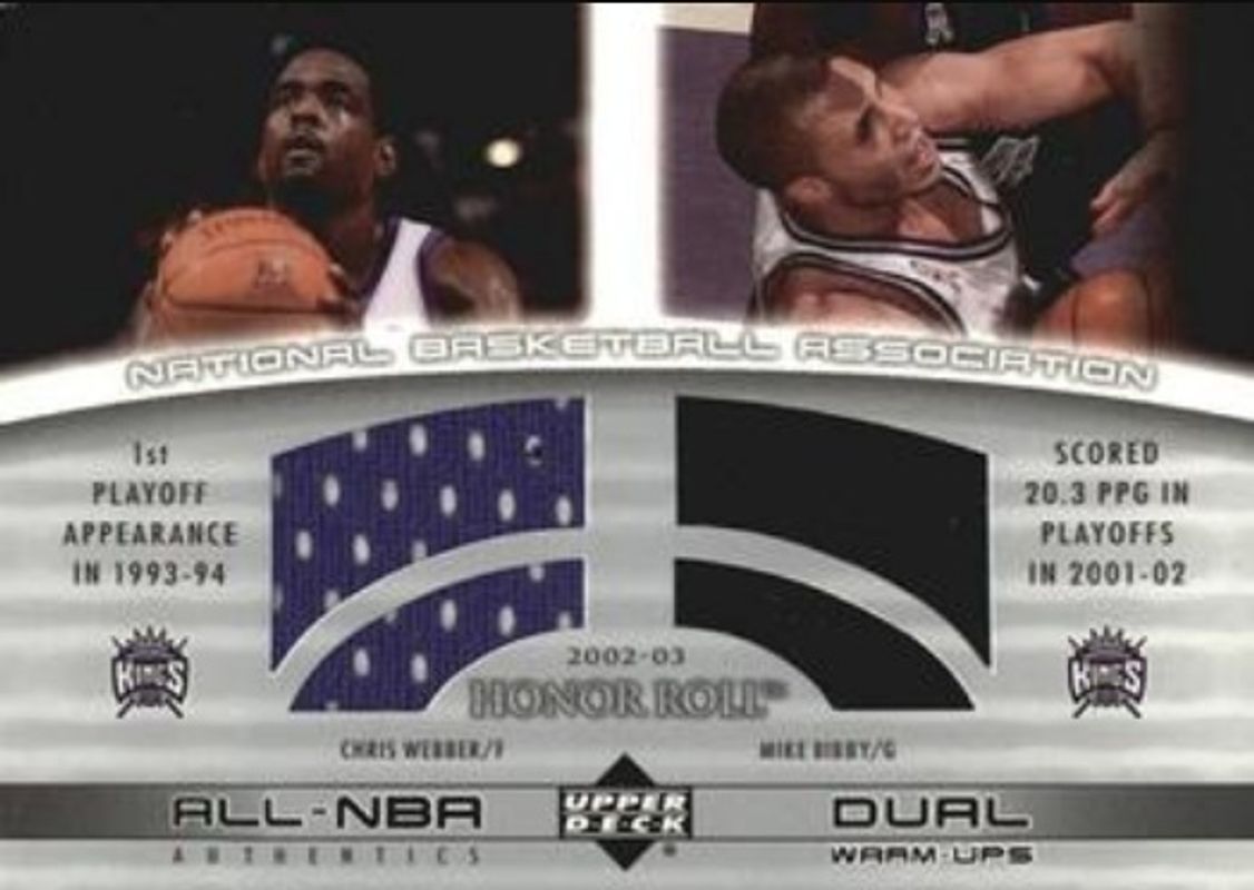 2002 Upper Deck Honor Roll #CW/MB-W All NBA Authentics Dual Warm ups