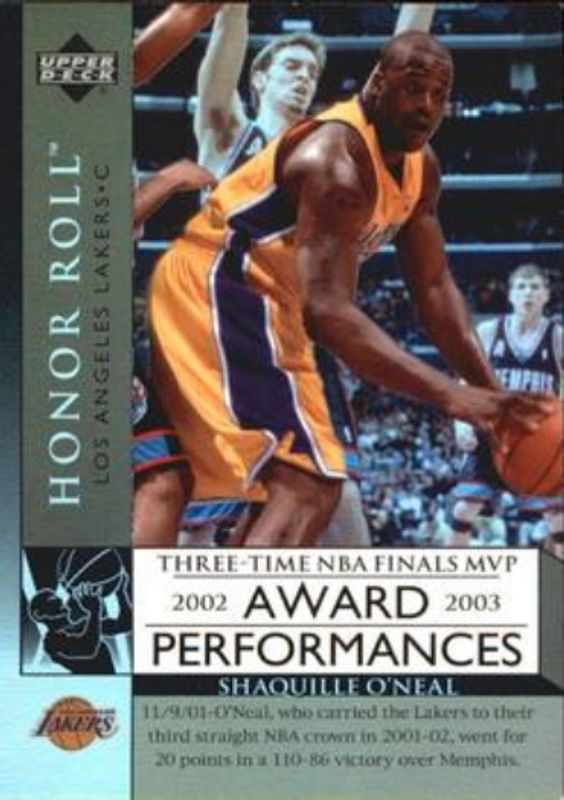 Shaquille O'Neal 2002 Upper Deck Honor Roll #AP7 Award Performances RAW