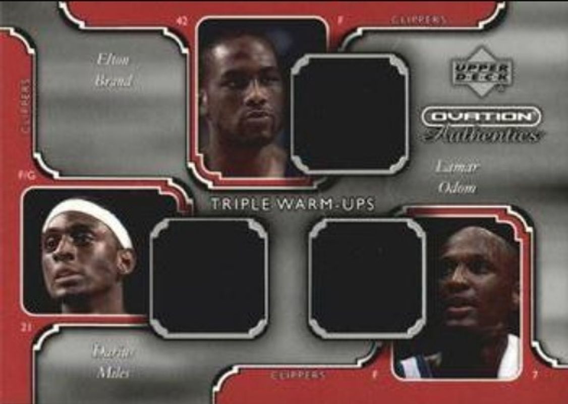 Darius Miles / Elton Brand / Lamar Odom 2002 Upper Deck Ovation #DM/EB/LO Authentics Warm Ups Triple RAW
