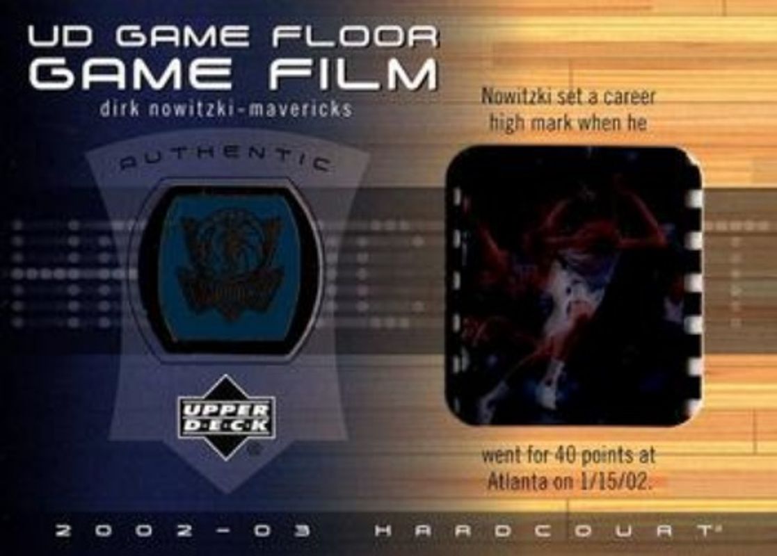 Dirk Nowitzki 2002 Upper Deck Hardcourt #DN-FF UD Game Floor Film RAW