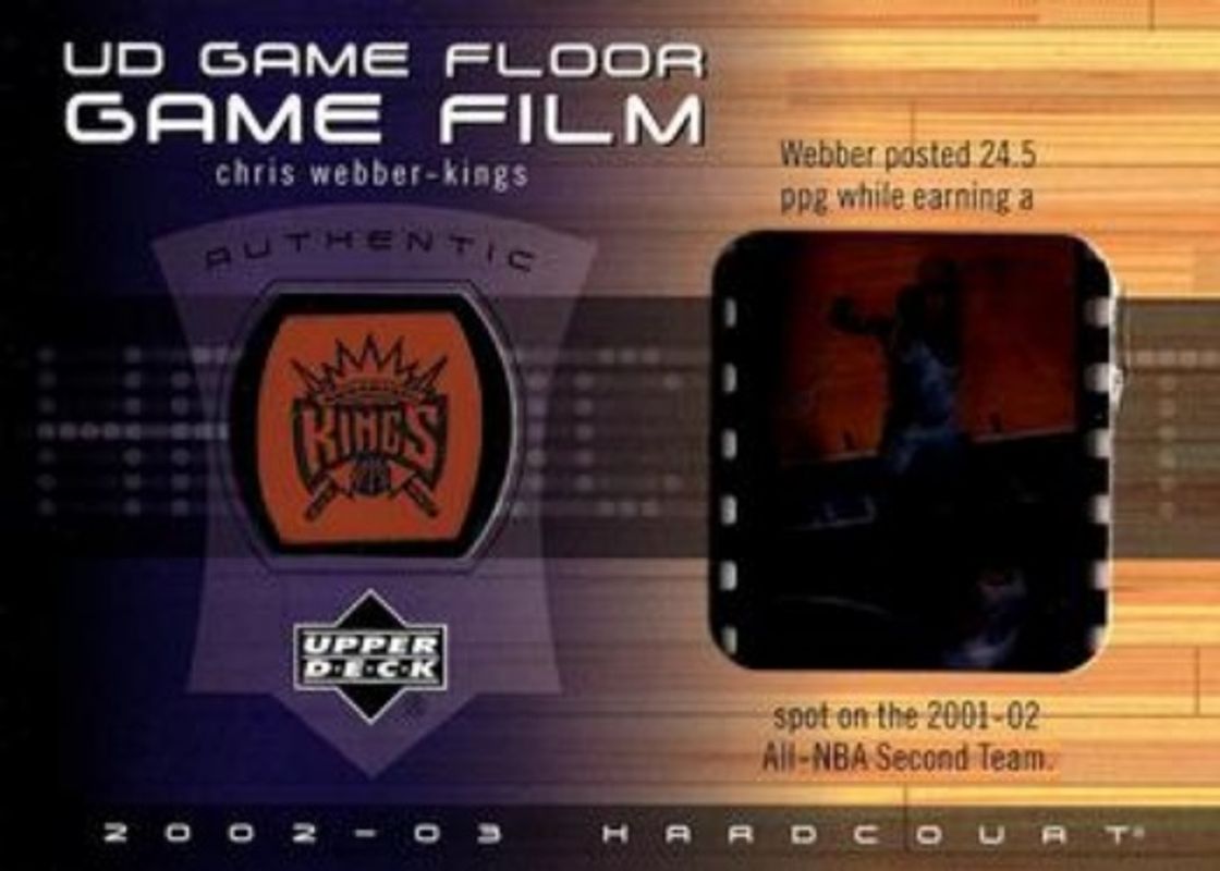Chris Webber 2002 Upper Deck Hardcourt #CW-FF UD Game Floor Film RAW