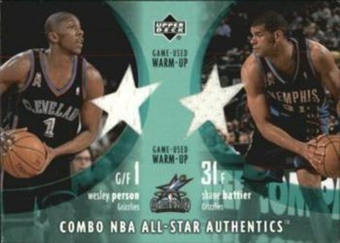 Shane Battier / Wesley Person 2002 Upper Deck #WP/SB Combo NBA All Star Authentics /300 RAW