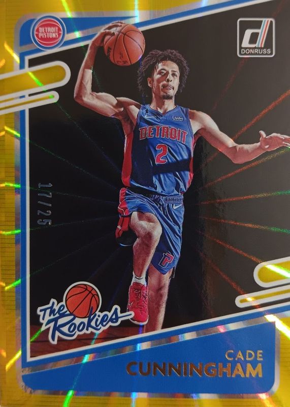 Cade Cunningham 2021 Donruss #1 The Rookies - Yellow Laser /25 RAW