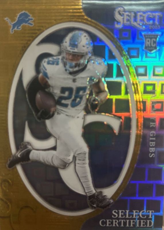 Jahmyr Gibbs 2023 Select #CRO-JGI Select Certified Rookies - Gold /10 RAW