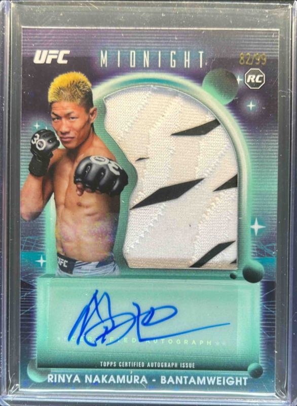 Rinya Nakamura 2025 Topps Midnight UFC #RRA-RN Rookie Relic Autographs - Twilight /99 RAW