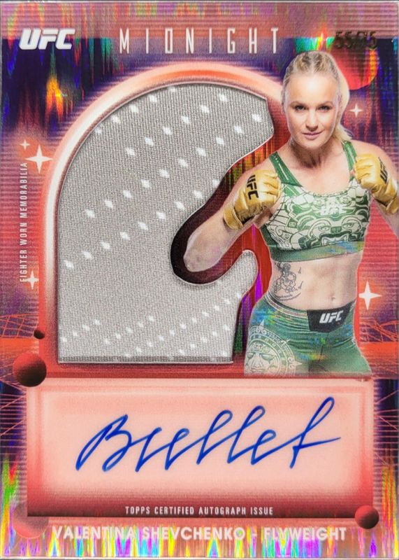 Valentina Shevchenko 2025 Topps Midnight UFC #VRA-VS Relic Autographs - Dusk /75 RAW