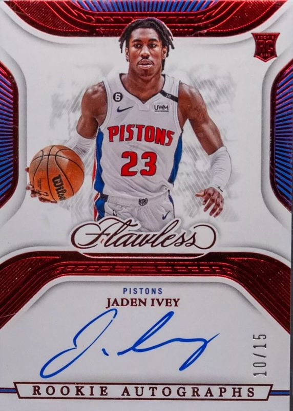 Jaden Ivey 2022 Flawless #DA-JIV Distinguished Autographs - Ruby /15 Rookie PSA 10