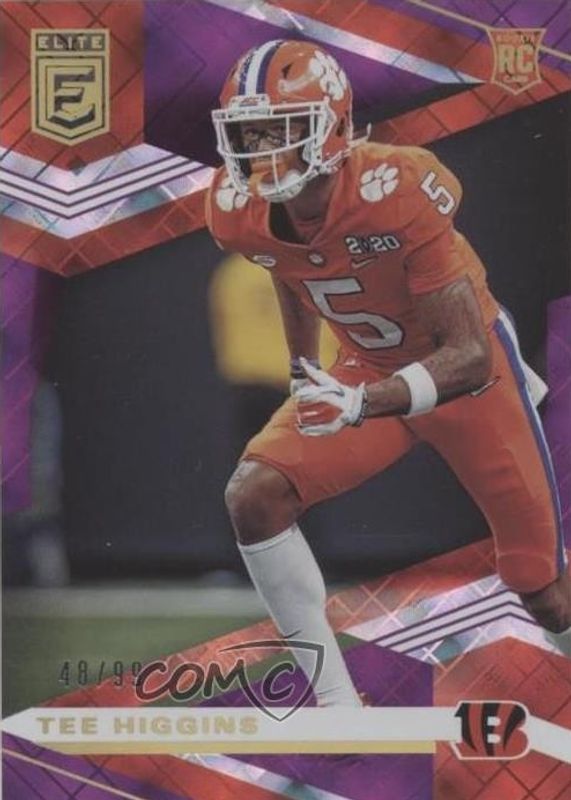 Tee Higgins 2020 Elite #114 Purple /99 Rookie RAW