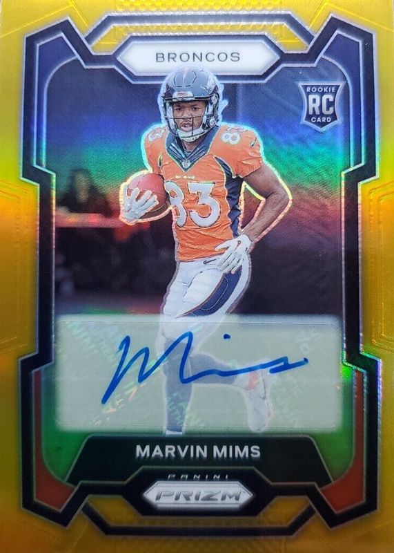 Marvin Mims Jr. 2023 Prizm #327 Rookie Autographs - Gold /10 RAW