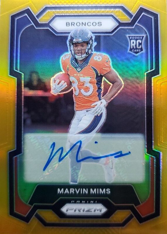 Marvin Mims 2023 Prizm #327 Rookie Autographs - Gold /10 RAW