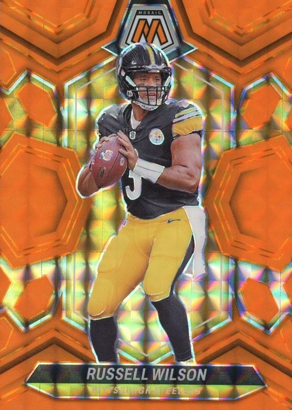 Russell Wilson 2024 Mosaic #183 Orange Fluorescent /25 RAW