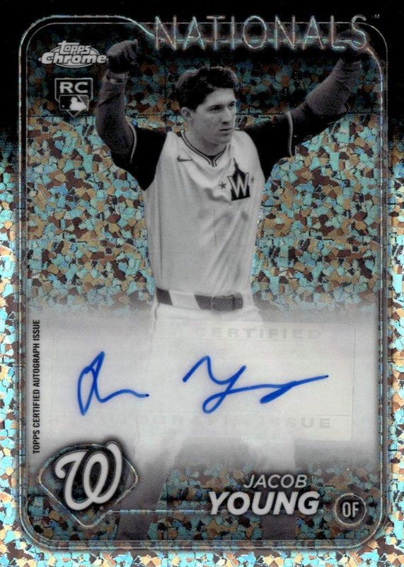 Jacob Young 2024 Topps Chrome Update #AC-JY Autographs - Black & White Mini-Diamond Refractor Rookie RAW