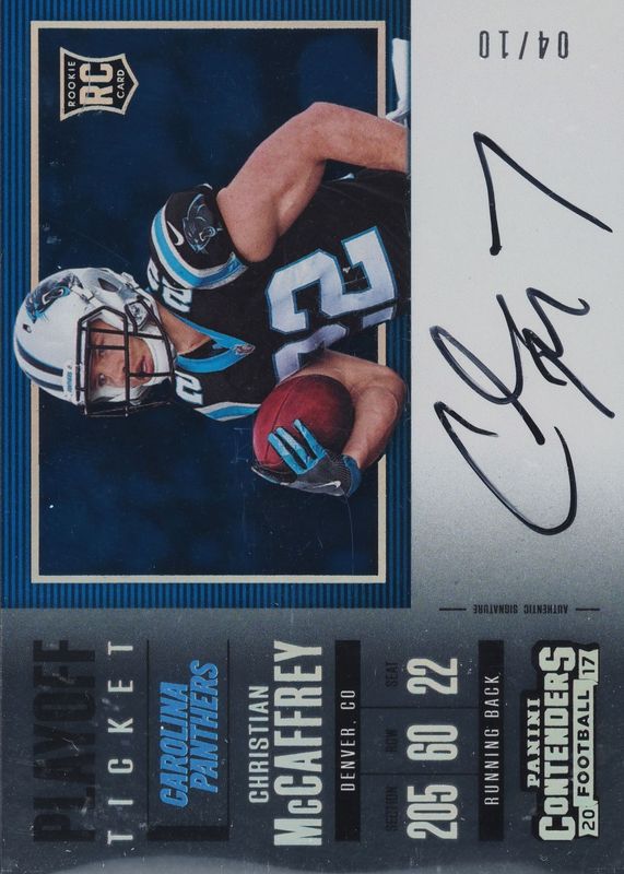 Christian McCaffrey 2017 Contenders #351 Rookie Ticket Auto Variation - Playoff Ticket (/10) SGC 9.5