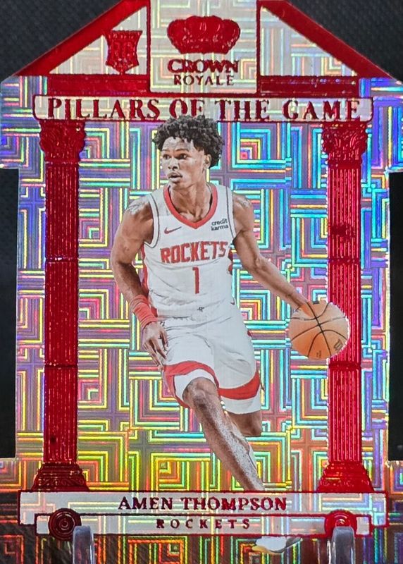 Amen Thompson 2023 Crown Royale #2 Pillars of the Game - International Red Rookie RAW