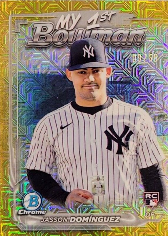 Jasson Dominguez 2024 Bowman Chrome Mega Box #M1B-32 My 1st Bowman - Gold Mojo Refractor /50 Rookie PSA 10