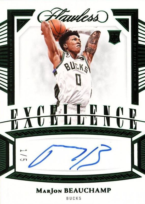 MarJon Beauchamp 2022 Flawless #ES-MBC Excellence Signatures - Emerald /5 Rookie PSA 10