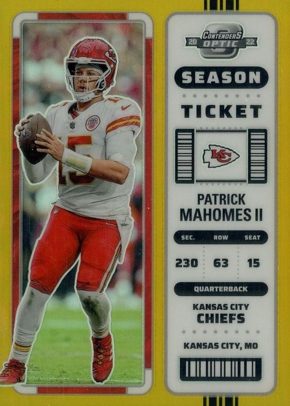 Patrick Mahomes II 2022 Contenders Optic #34 Gold /10 RAW