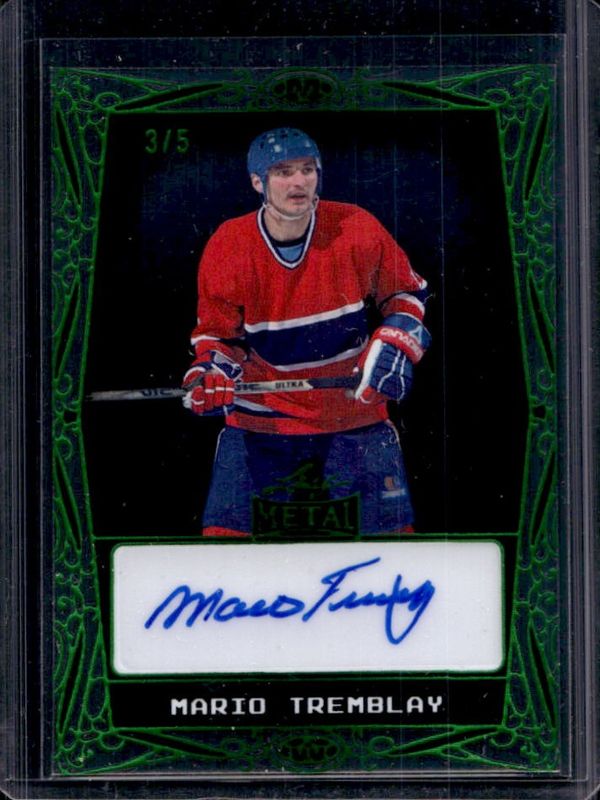 2024 Leaf Metal Hockey Legends #BA-MT1 Autographs PETG Acetate Green Holo /5