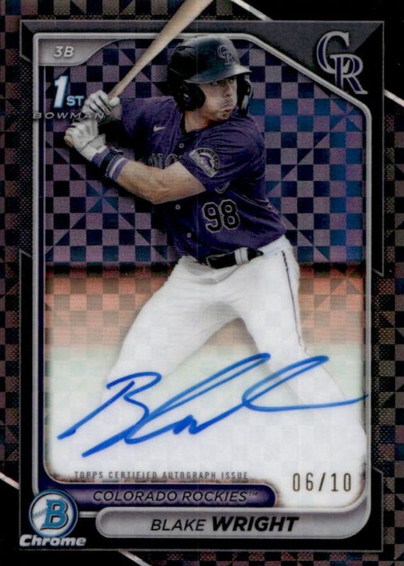 2024 Bowman Draft #CPA-BW Chrome Prospect Auto - Black X-Fractor /10 (1st)