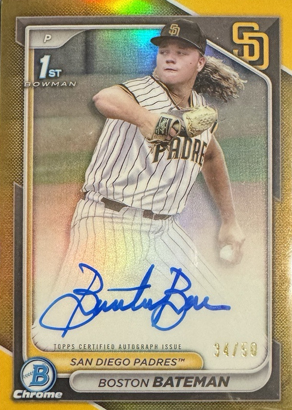 Boston Bateman 2024 Bowman Draft #CPA-BBA Chrome Prospect Auto - Gold ...