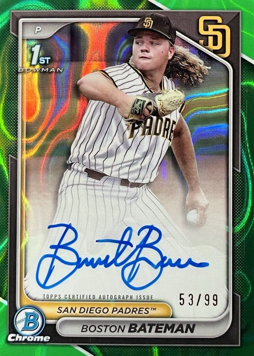 Boston Bateman 2024 Bowman Draft #CPA-BBA Chrome Prospect Auto - Green ...