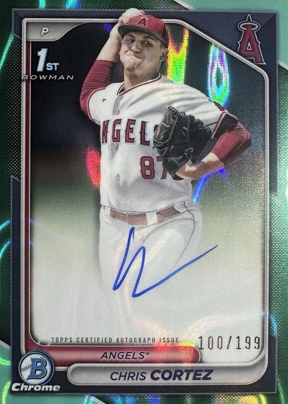 Chris Cortez 2024 Bowman Draft #CPA-CCZ Chrome DP Auto - Aqua Lava Refractor /199 (1st) RAW
