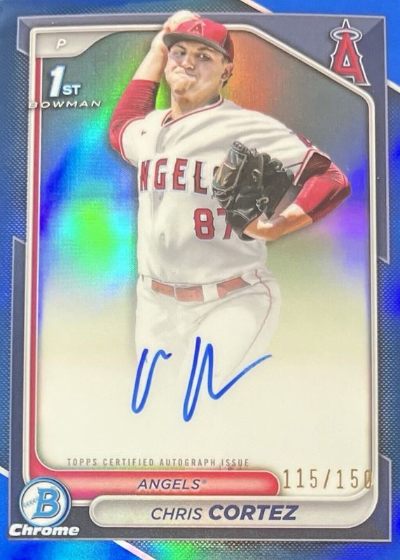 Chris Cortez 2024 Bowman Draft #CPA-CCZ Chrome DP Auto - Blue Refractor /150 (1st) RAW