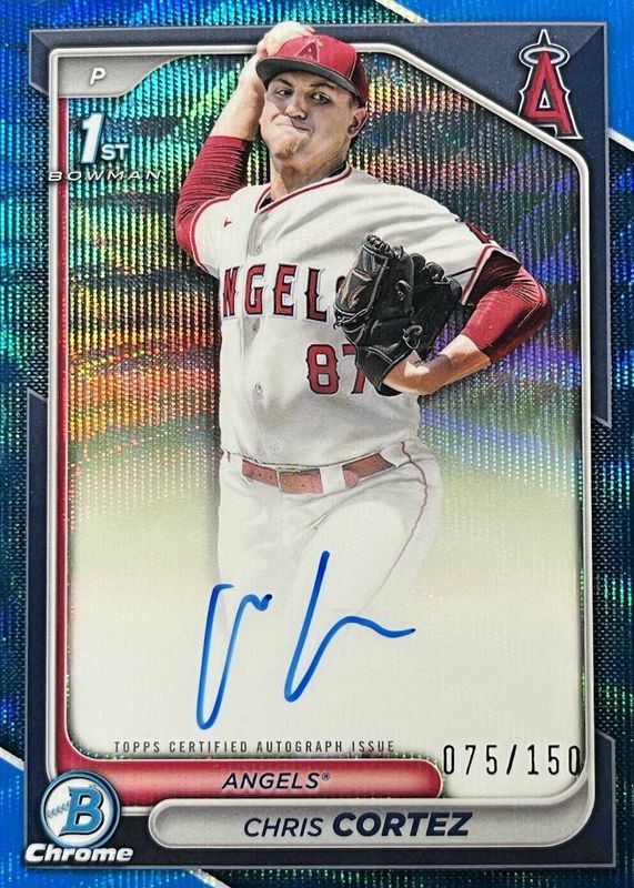 Chris Cortez 2024 Bowman Draft #CPA-CCZ Chrome DP Auto - Blue Wave Refractor /150 (1st) RAW