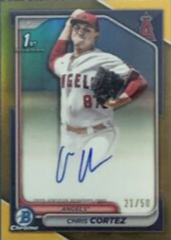 Chris Cortez 2024 Bowman Draft #CPA-CCZ Chrome DP Auto - Gold Refractor /50 (1st) RAW