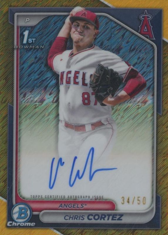 Chris Cortez 2024 Bowman Draft #CPA-CCZ Chrome DP Auto - Gold Shimmer Refractor /50 (1st) RAW