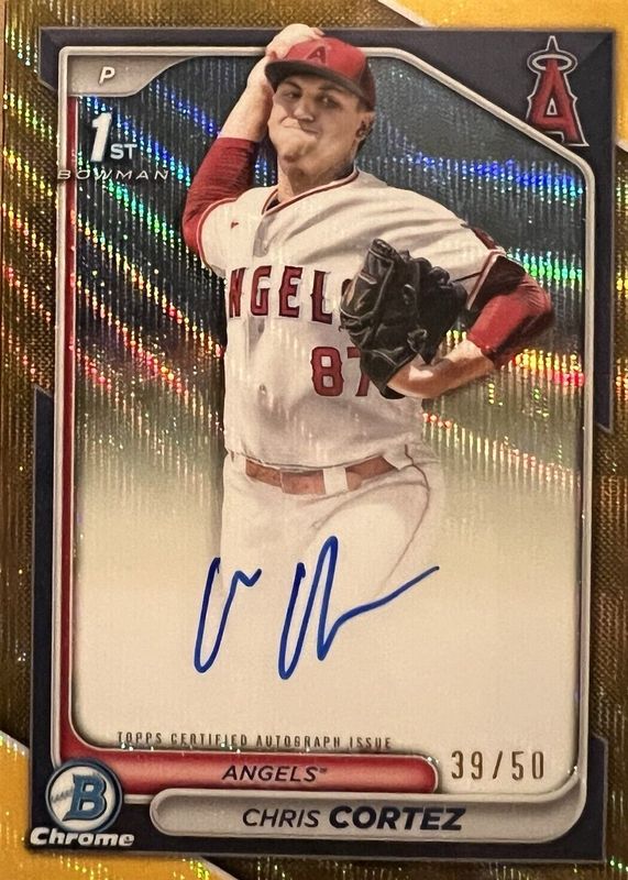 Chris Cortez 2024 Bowman Draft #CPA-CCZ Chrome DP Auto - Gold Wave Refractor /50 (1st) RAW