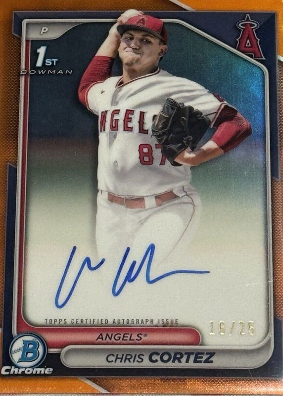 Chris Cortez 2024 Bowman Draft #CPA-CCZ Chrome DP Auto - Orange Refractor /25 (1st) RAW