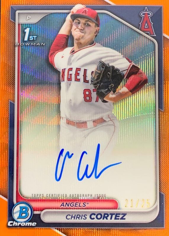 Chris Cortez 2024 Bowman Draft #CPA-CCZ Chrome DP Auto - Orange Wave Refractor /25 (1st) RAW