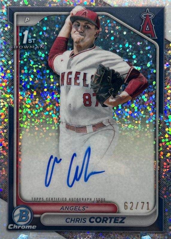 Chris Cortez 2024 Bowman Draft #CPA-CCZ Chrome DP Auto - Sparkles Refractor /71 (1st) RAW