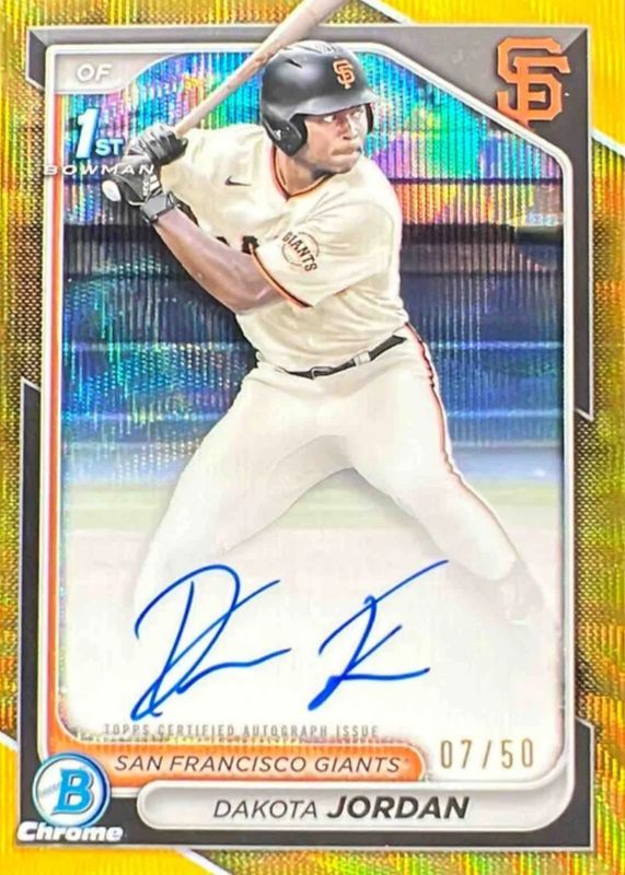 2024 Bowman Draft #CPA-DJ Chrome Prospect Auto - Gold Wave Refractor /50 (1st)
