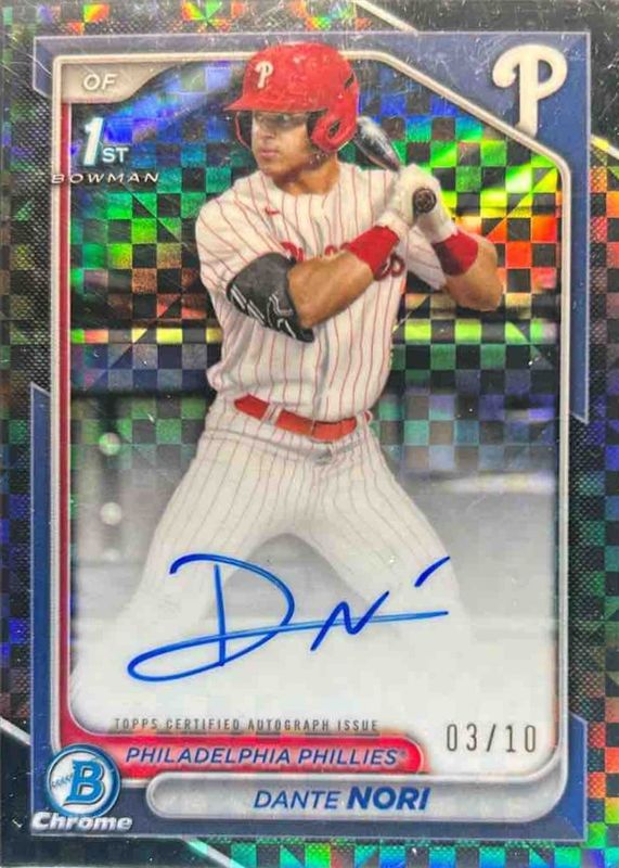 2024 Bowman Draft #CPA-DN Chrome DP Auto - Black X-Fractor /10 (1st)