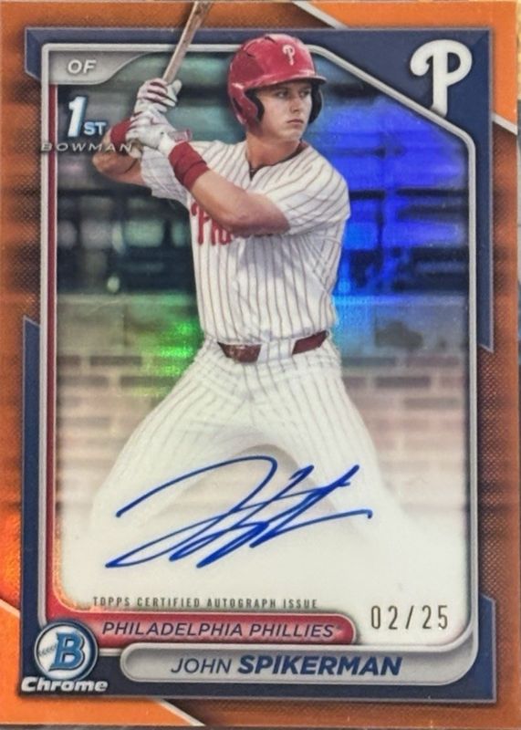 2024 Bowman Draft #CPA-JSP Chrome Prospect Auto - Orange Refractor /25 (1st)