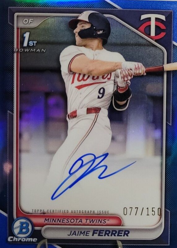 Jaime Ferrer 2024 Bowman Draft #CPA-JF Chrome DP Auto - Blue Refractor /150 (1st) RAW