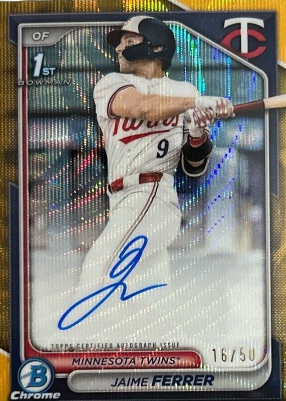 Jaime Ferrer 2024 Bowman Draft #CPA-JF Chrome DP Auto - Gold Shimmer Refractor /50 (1st) RAW