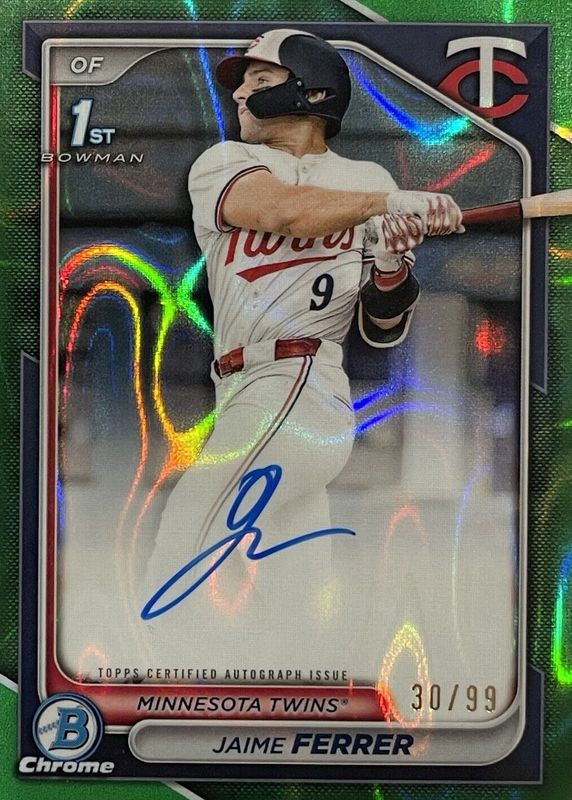 Jaime Ferrer 2024 Bowman Draft #CPA-JF Chrome DP Auto - Green Lava Refractor /99 (1st) RAW