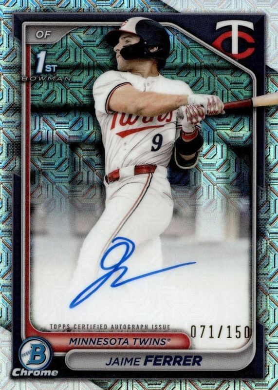 Jaime Ferrer 2024 Bowman Draft #CPA-JF Chrome DP Auto - HTA Choice Refractor /150 (1st) RAW