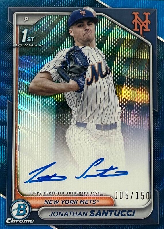 Jonathan Santucci 2024 Bowman Draft #CPA-JS Chrome DP Auto - Blue Wave Refractor /150 (1st) RAW