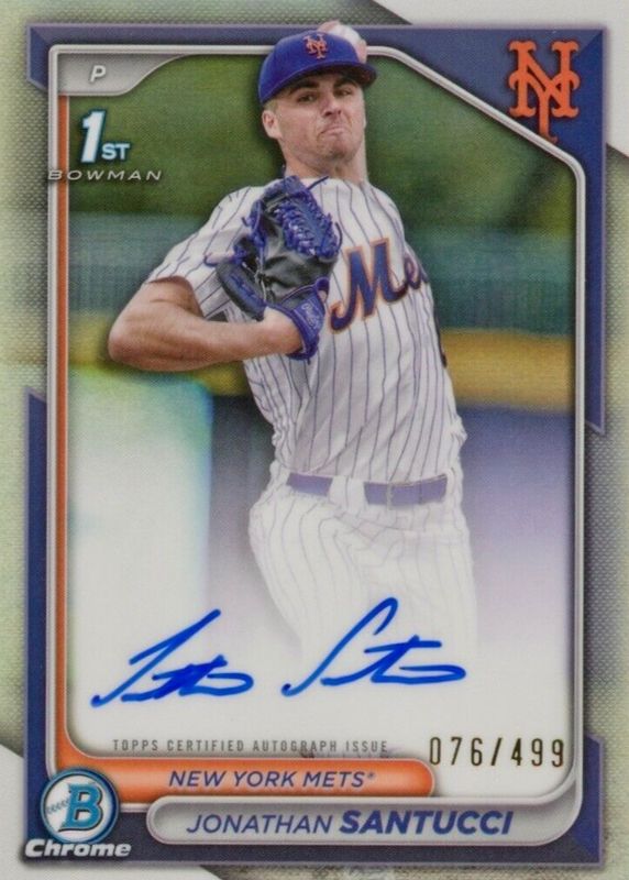 Jonathan Santucci 2024 Bowman Draft #CPA-JS Chrome DP Auto - Refractor /499 (1st) RAW