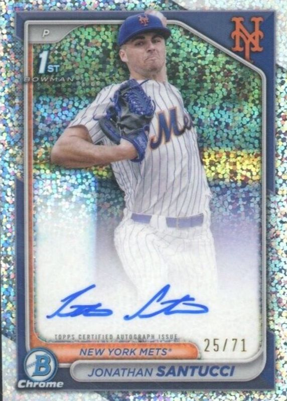 Jonathan Santucci 2024 Bowman Draft #CPA-JS Chrome DP Auto - Sparkles Refractor /71 (1st) RAW