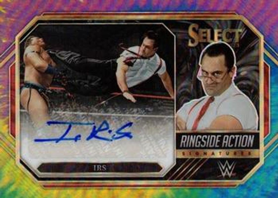 2023 Select WWE #RA-IRS Ringside Action Signatures Tie-Dye /25