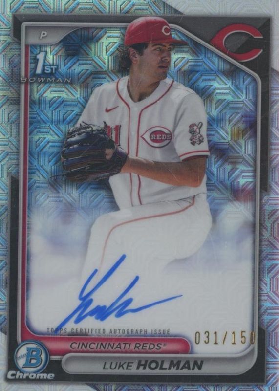 Luke Holman 2024 Bowman Draft #CPA-LH Chrome DP Auto - HTA Choice Refractor /150 (1st) RAW