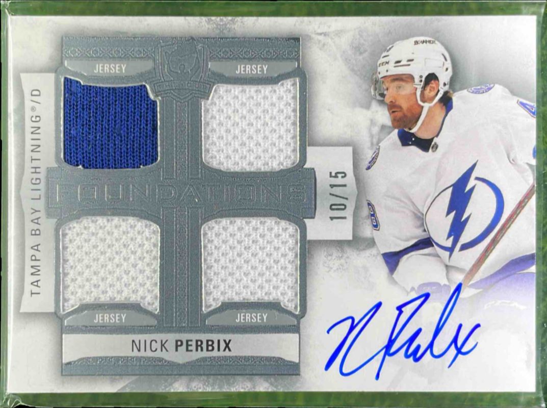 2023 Upper Deck The Cup #F-NP 2022 The Cup Update Foundations Quad Jersey - Auto /15