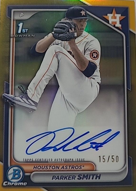 Parker Smith 2024 Bowman Draft #CPA-PSM Chrome DP Auto - Gold Refractor /50 (1st) RAW