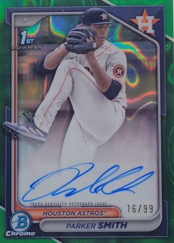 Parker Smith 2024 Bowman Draft #CPA-PSM Chrome DP Auto - Green Lava Refractor /99 (1st) RAW